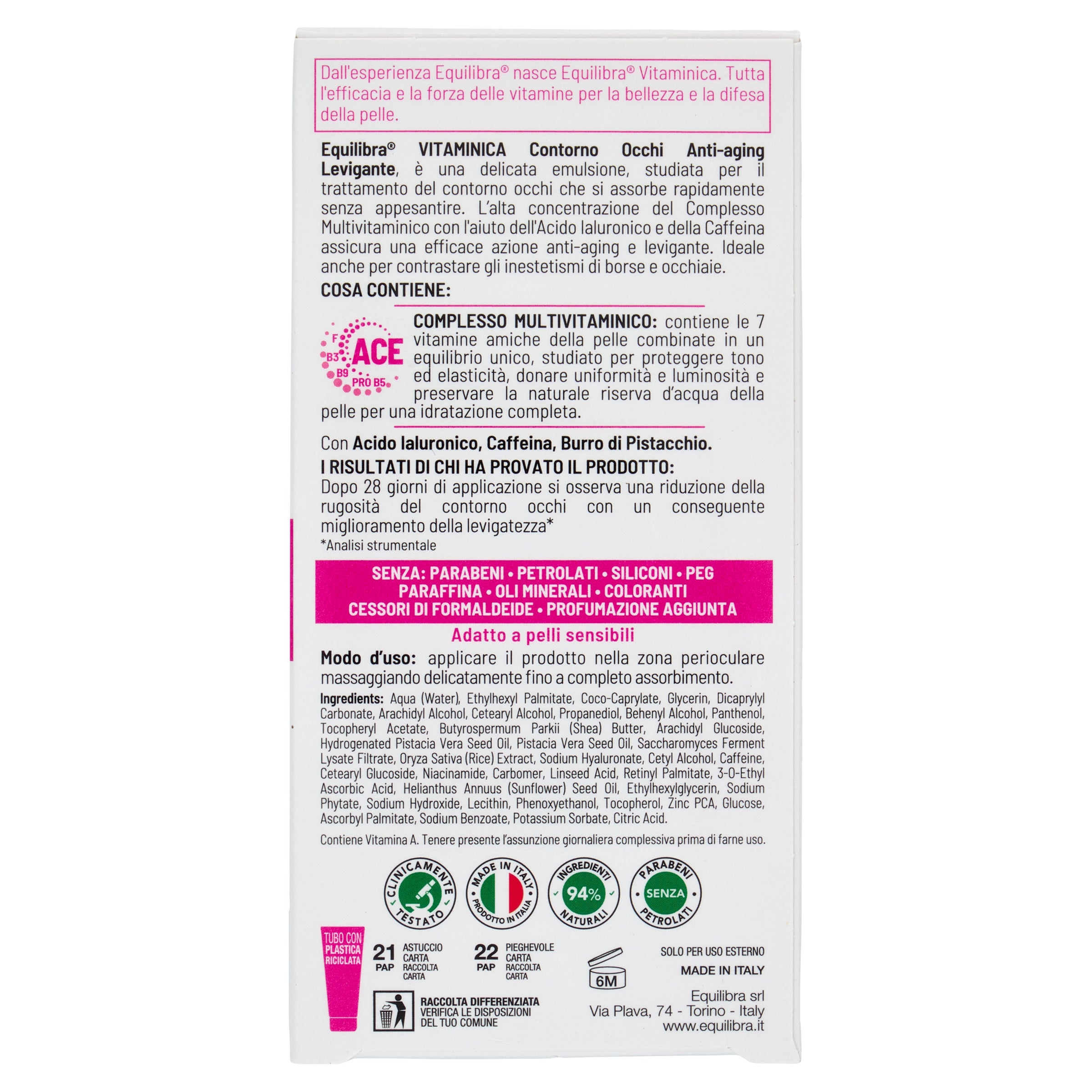 Contorno Occhi levigante con Complesso Multivitaminico