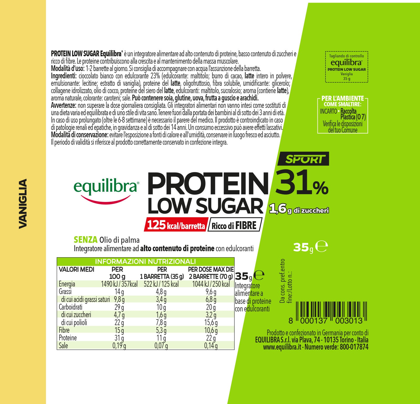 Barretta Protein 31% Low Sugar Vaniglia