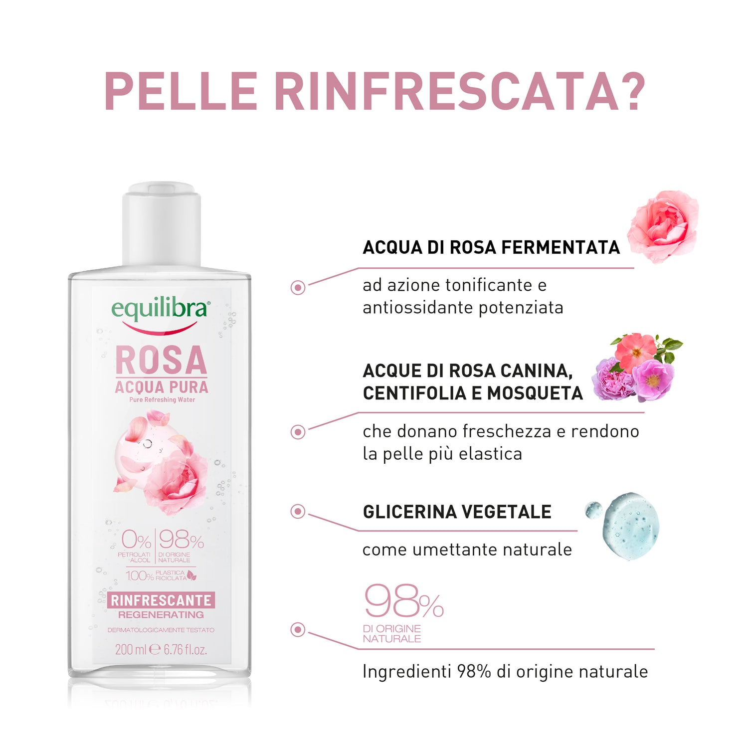 Acqua Pura Rinfrescante alla Rosa
