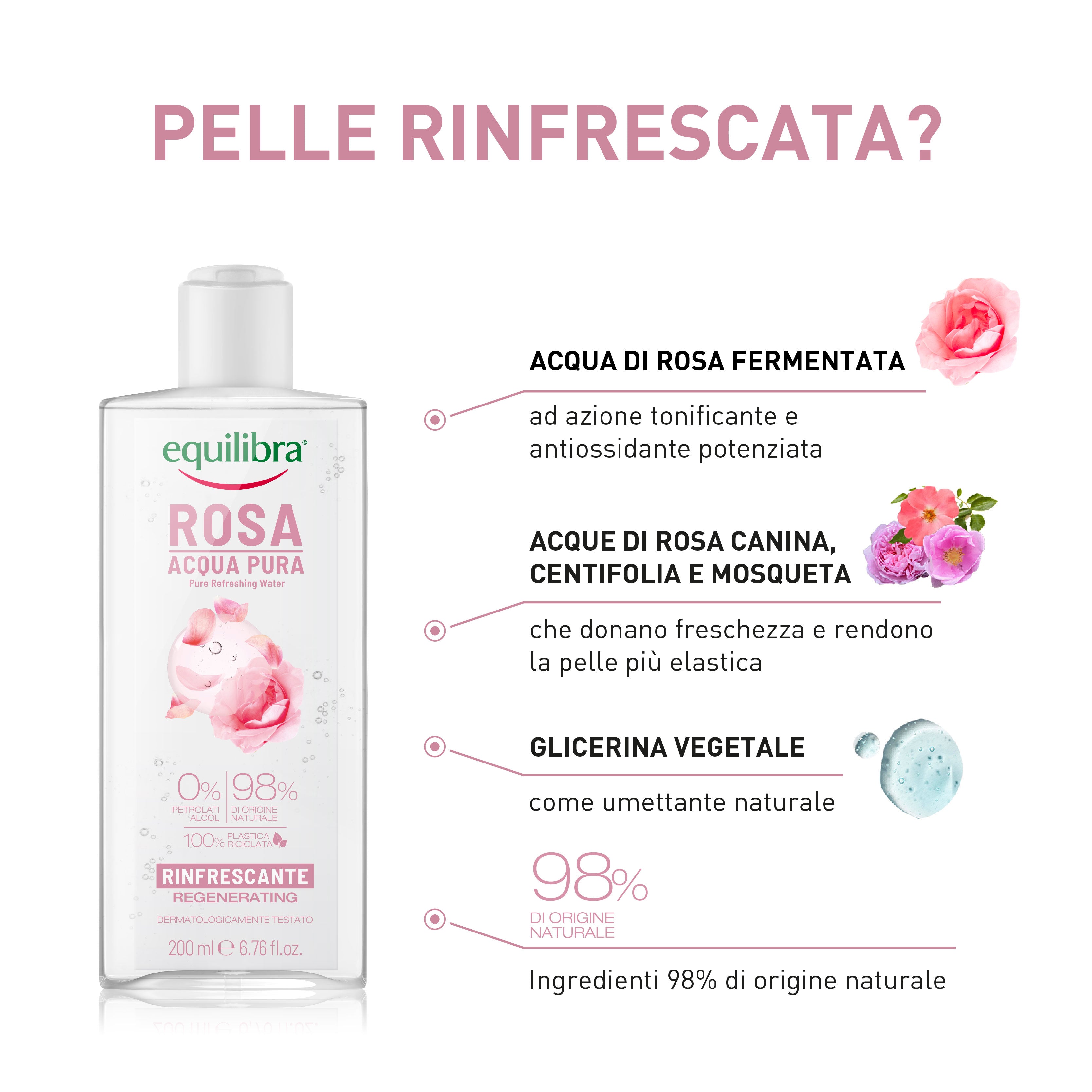 Acqua Pura Rinfrescante alla Rosa