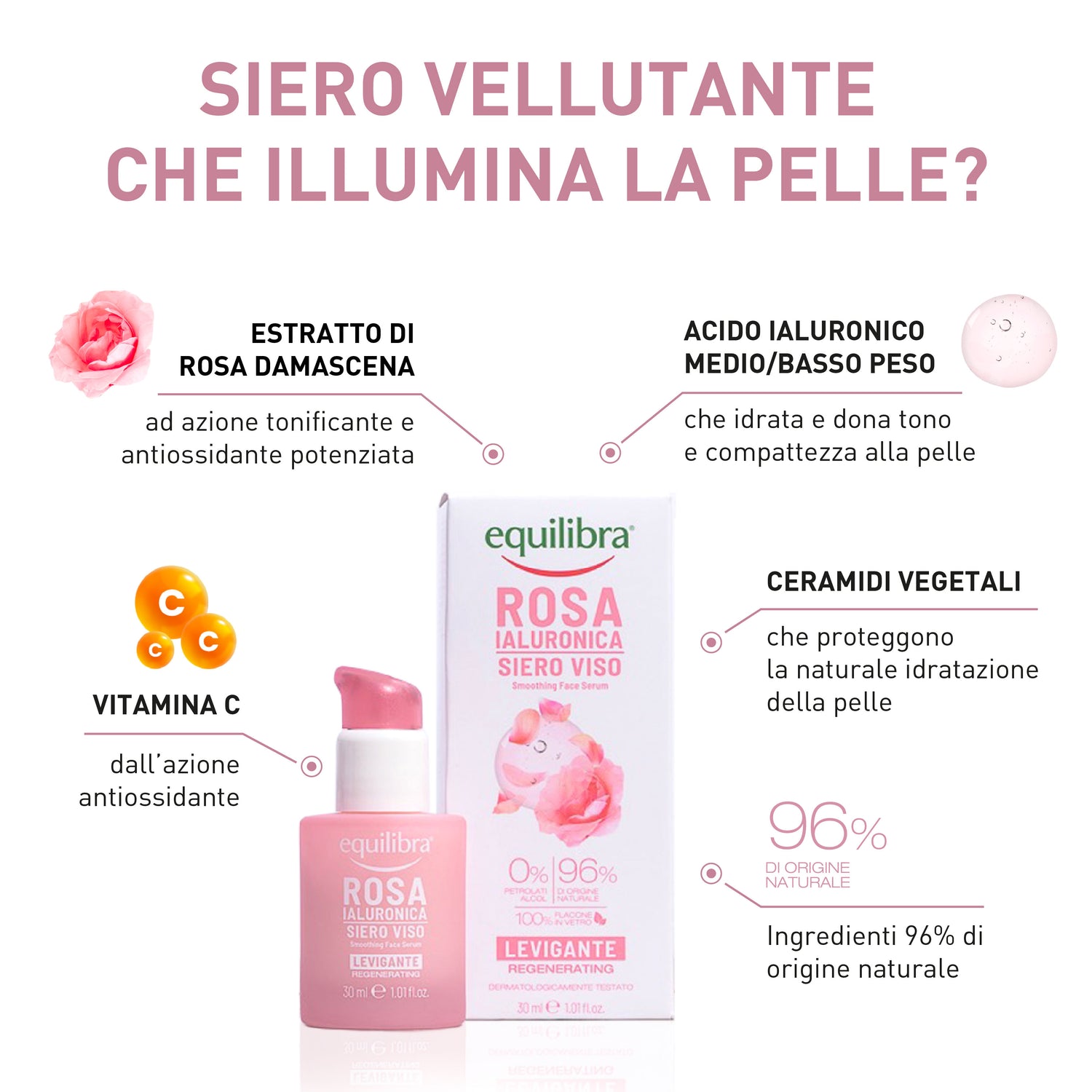 Siero Viso Levigante Rosa Ialuronica
