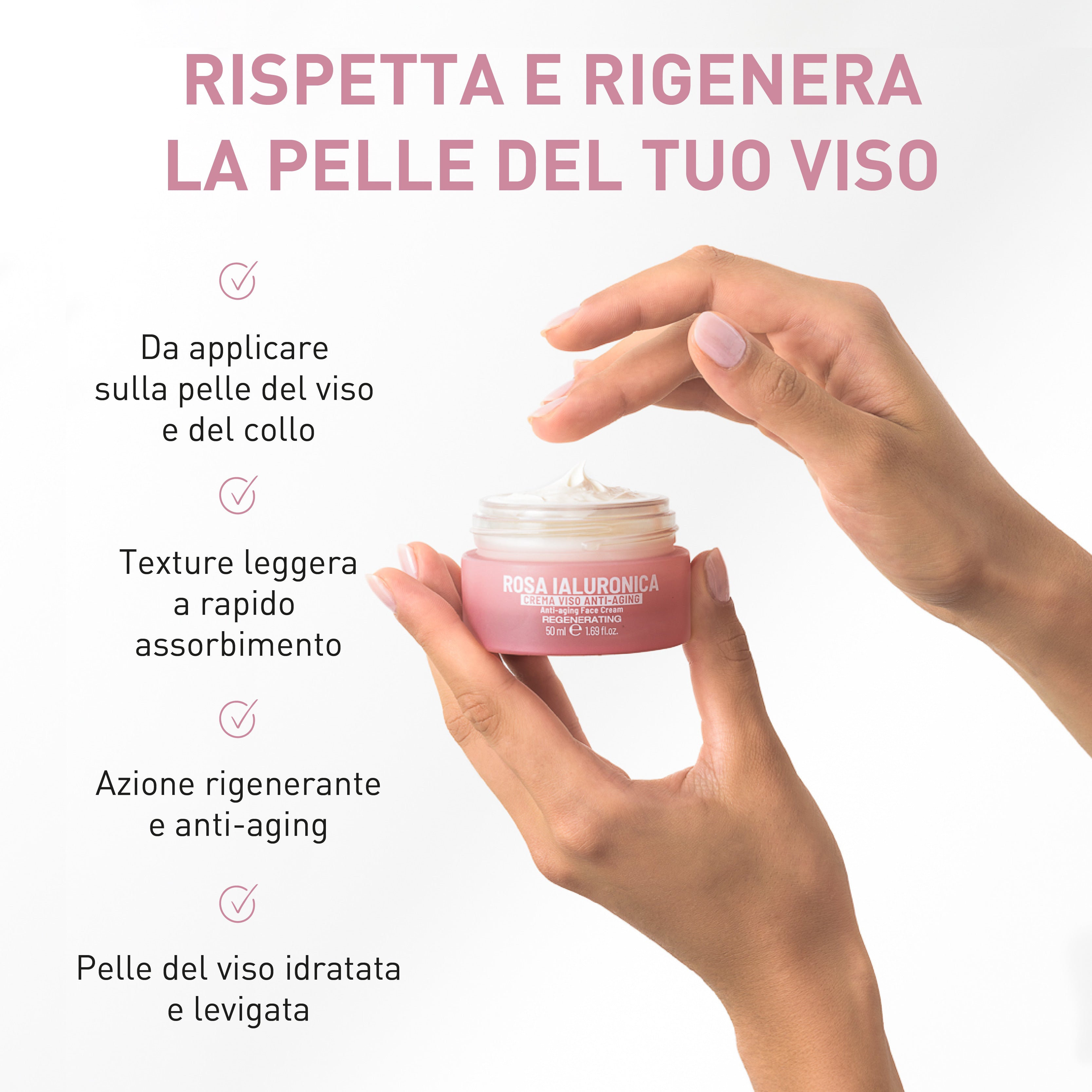 Crema Viso Anti-aging Rosa Ialuronica
