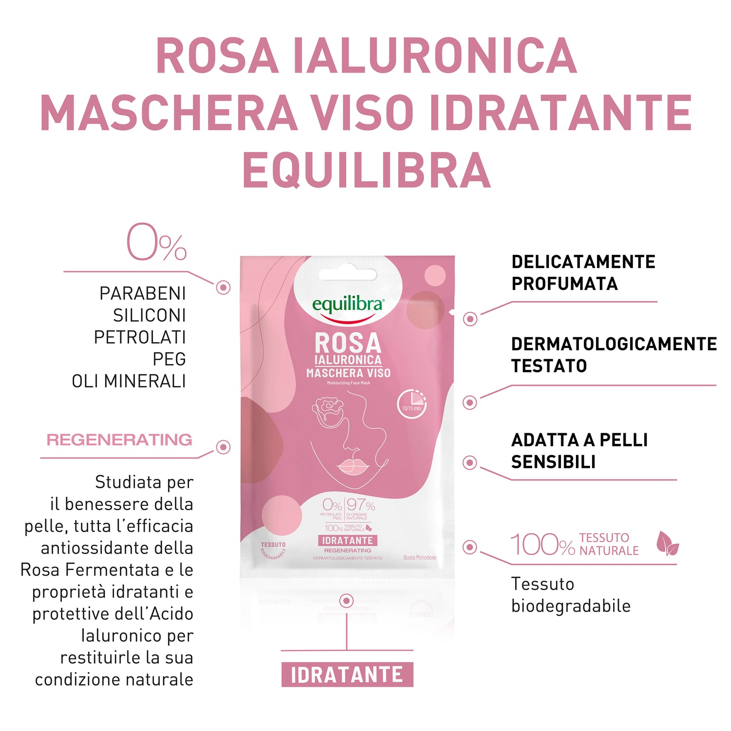 Maschera Viso Idratante Rosa Ialuronica