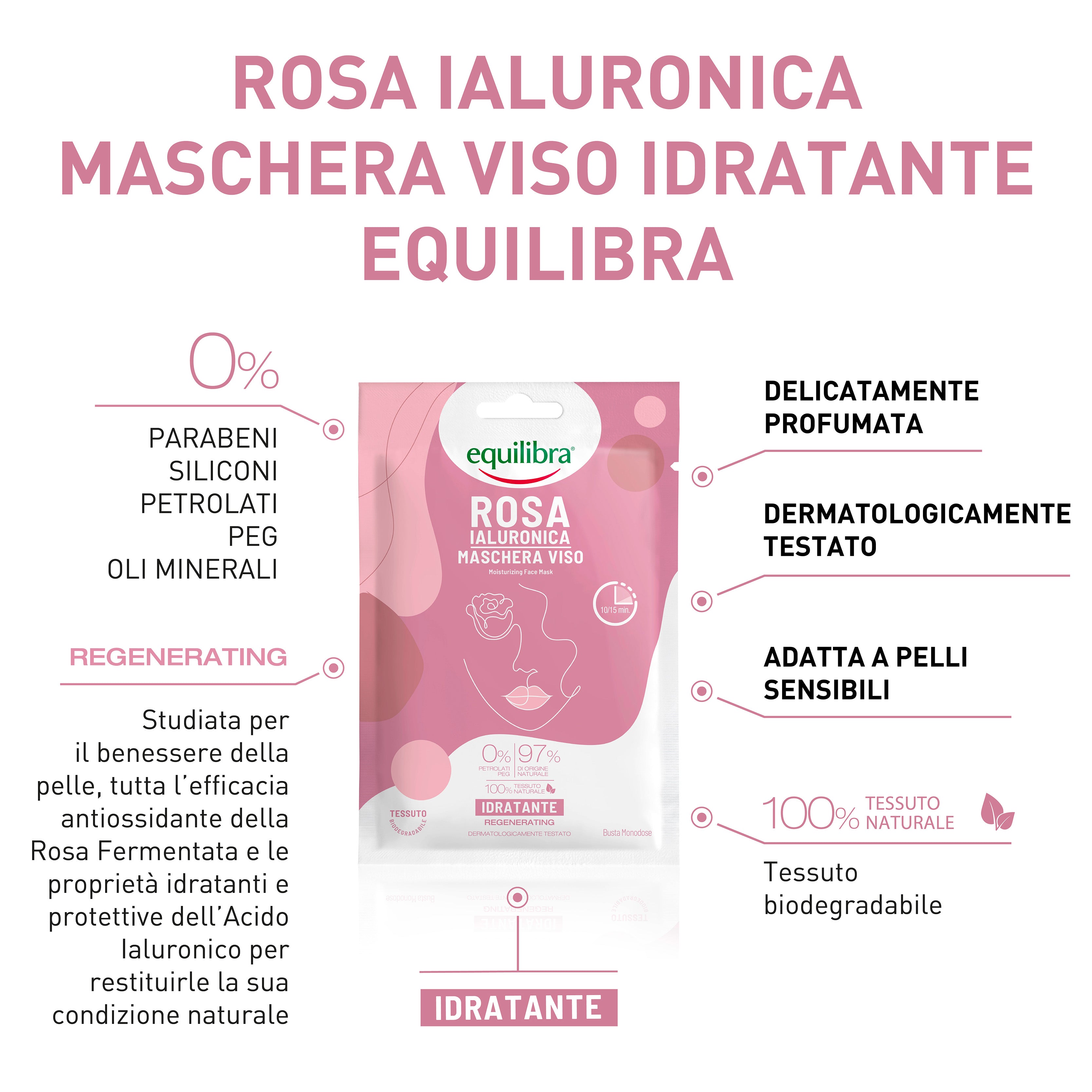 Maschera Viso Idratante Rosa Ialuronica