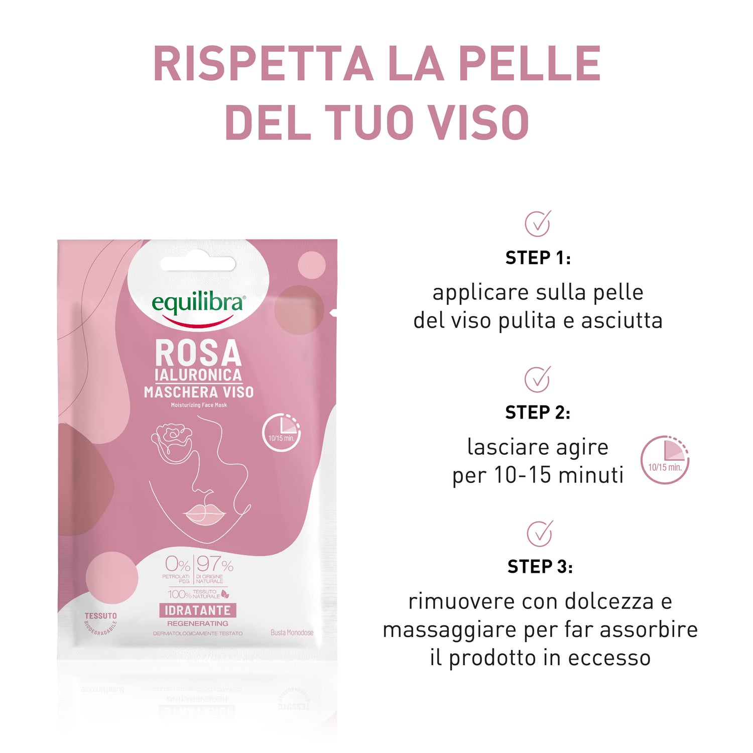 Maschera Viso Idratante Rosa Ialuronica