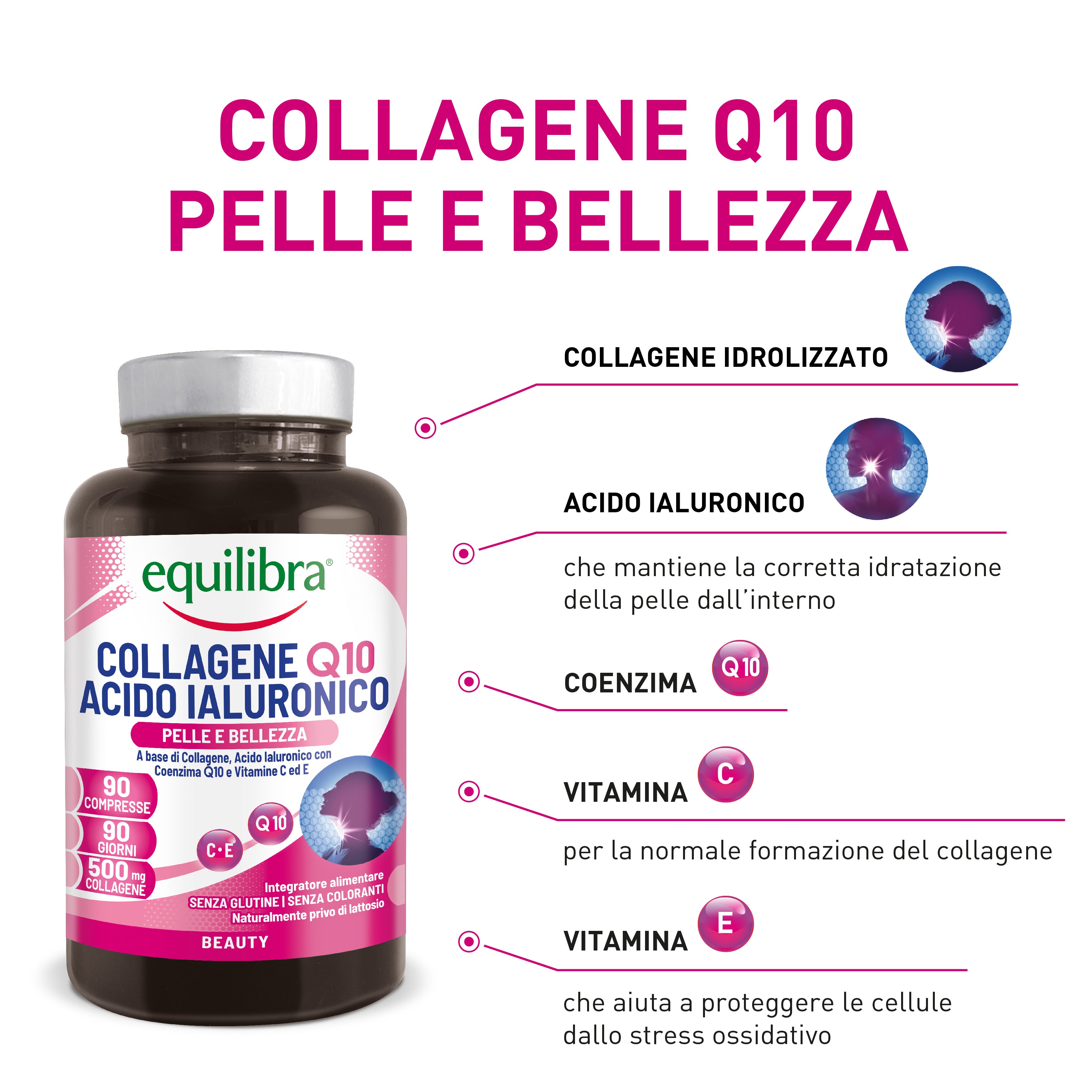Bundle x 3 Collagene Q10 e Acido Ialuronico per la pelle e la bellezza