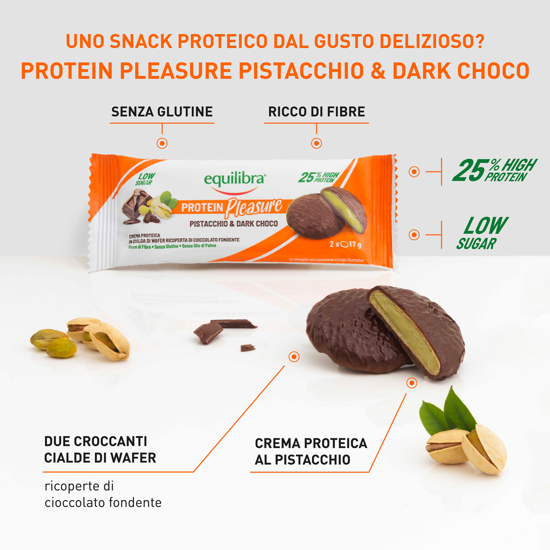 Protein Pleasure Doblone Pistacchio &amp; Cioccolato Fondente