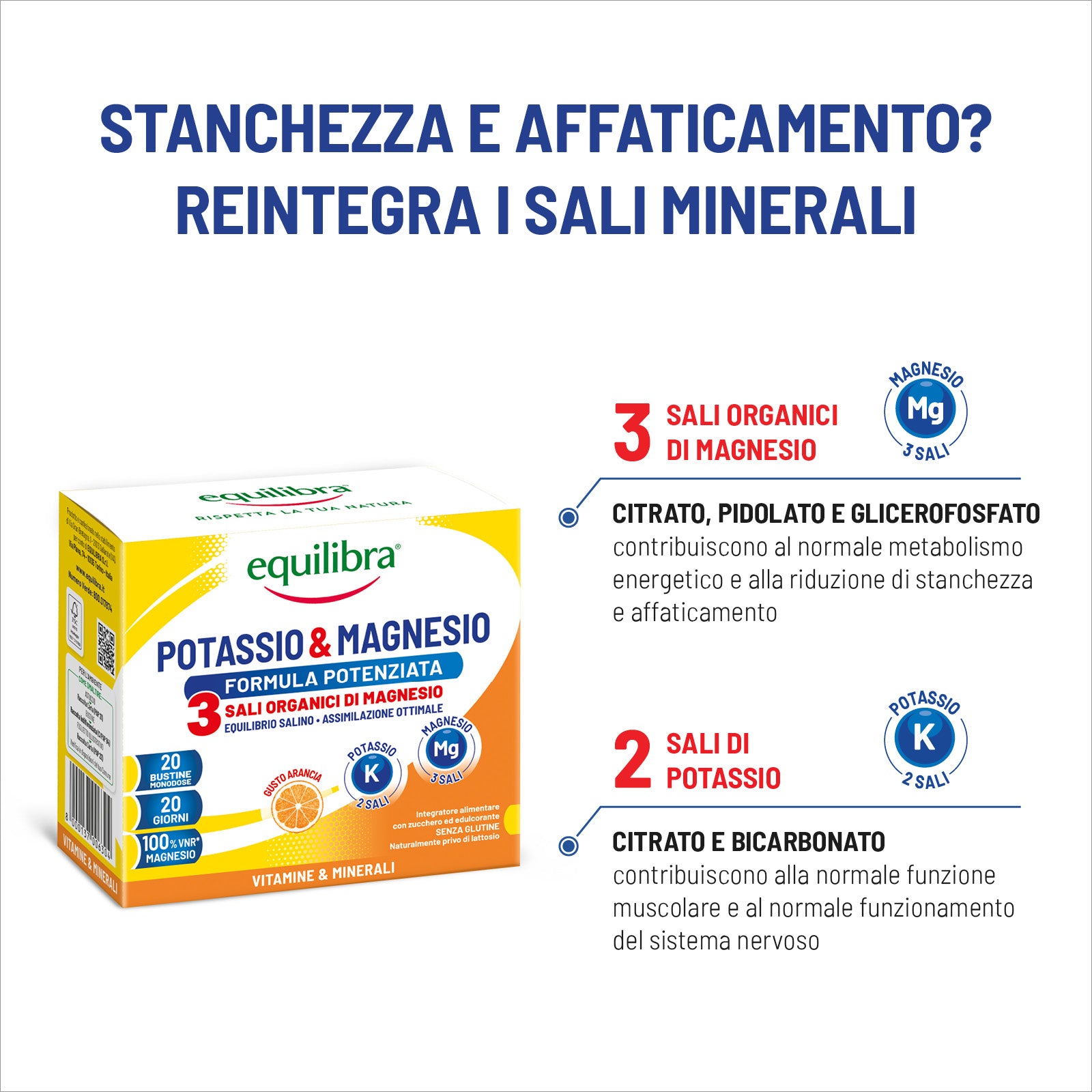 Potassio e Magnesio 3 Formula Potenziata per il reintegro dei sali minerali