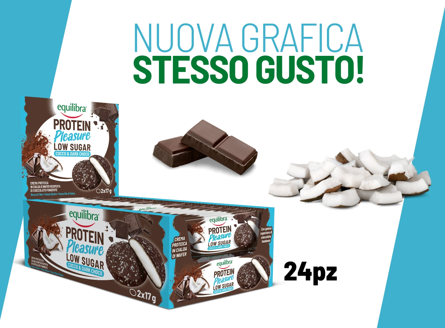Bundle Protein Pleasure Dobloni al gusto Cocco e Cioccolato Fondente con crema proteica e a basso contenuto di zuccheri