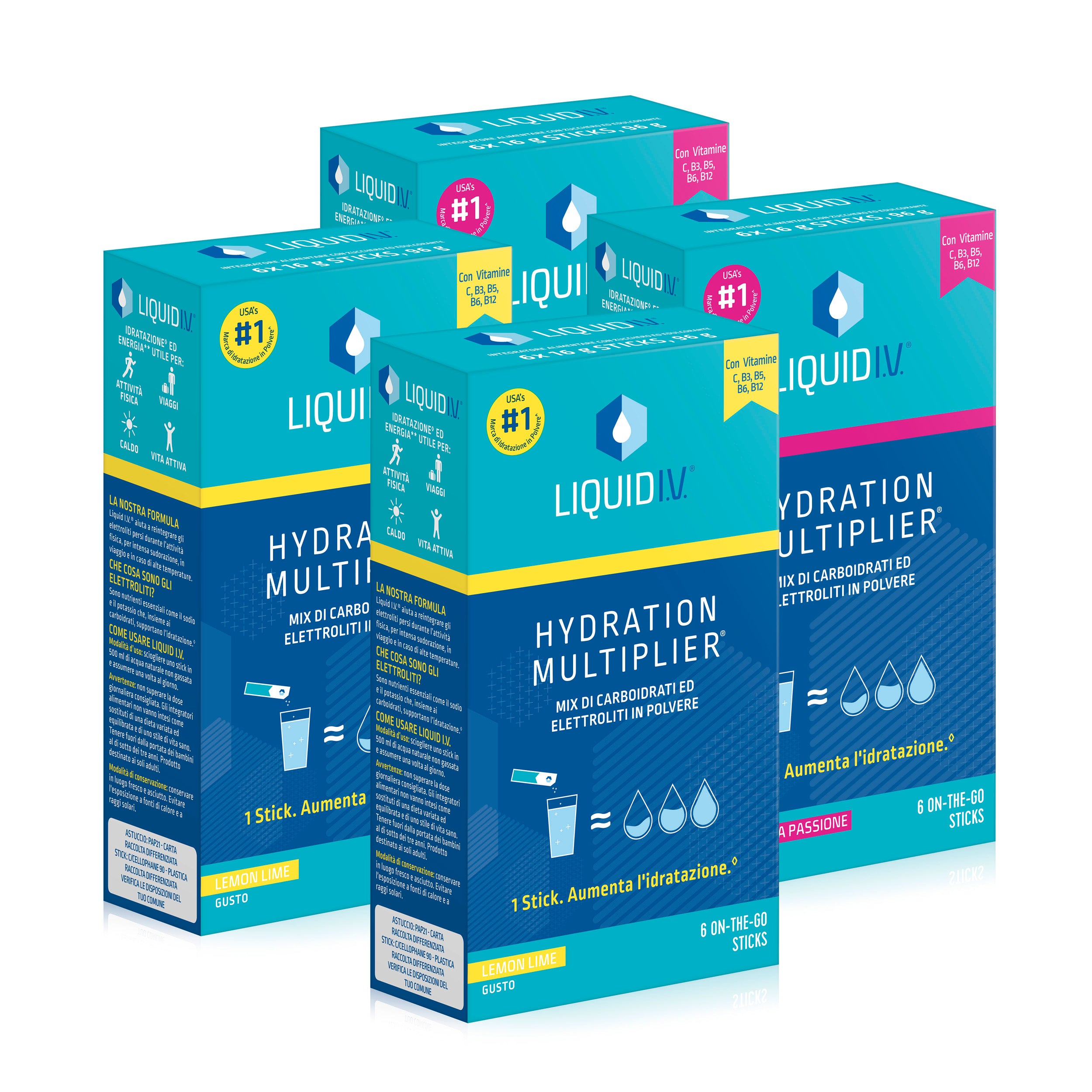 x4 Liquid I.V.® Hydration Multiplier® Lemon Lime e Passion Fruit