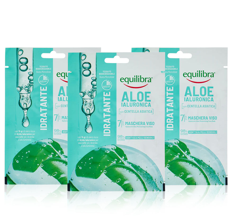 Maschera Viso x 3 Idratante Aloe Ialuronica – Equilibra Store