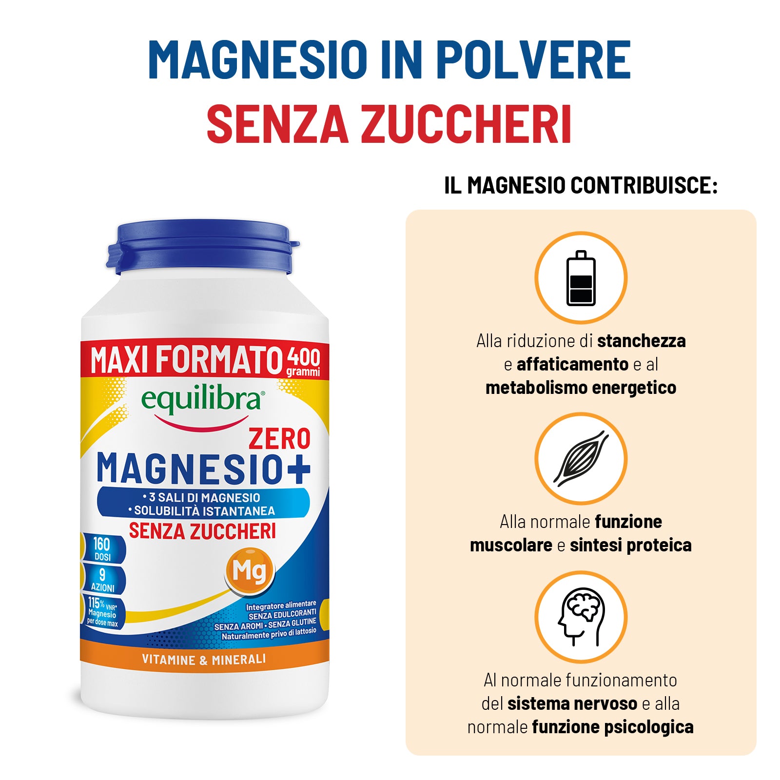 Magnesio in Barattolo Maxi Formato Senza Zuccheri