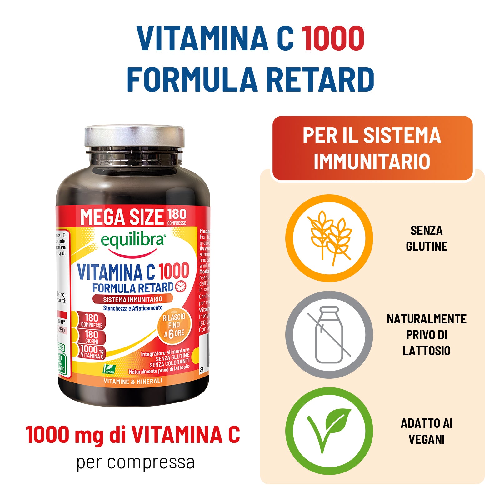 Vitamina C 1000 Mega size Scorta per 6 mesi