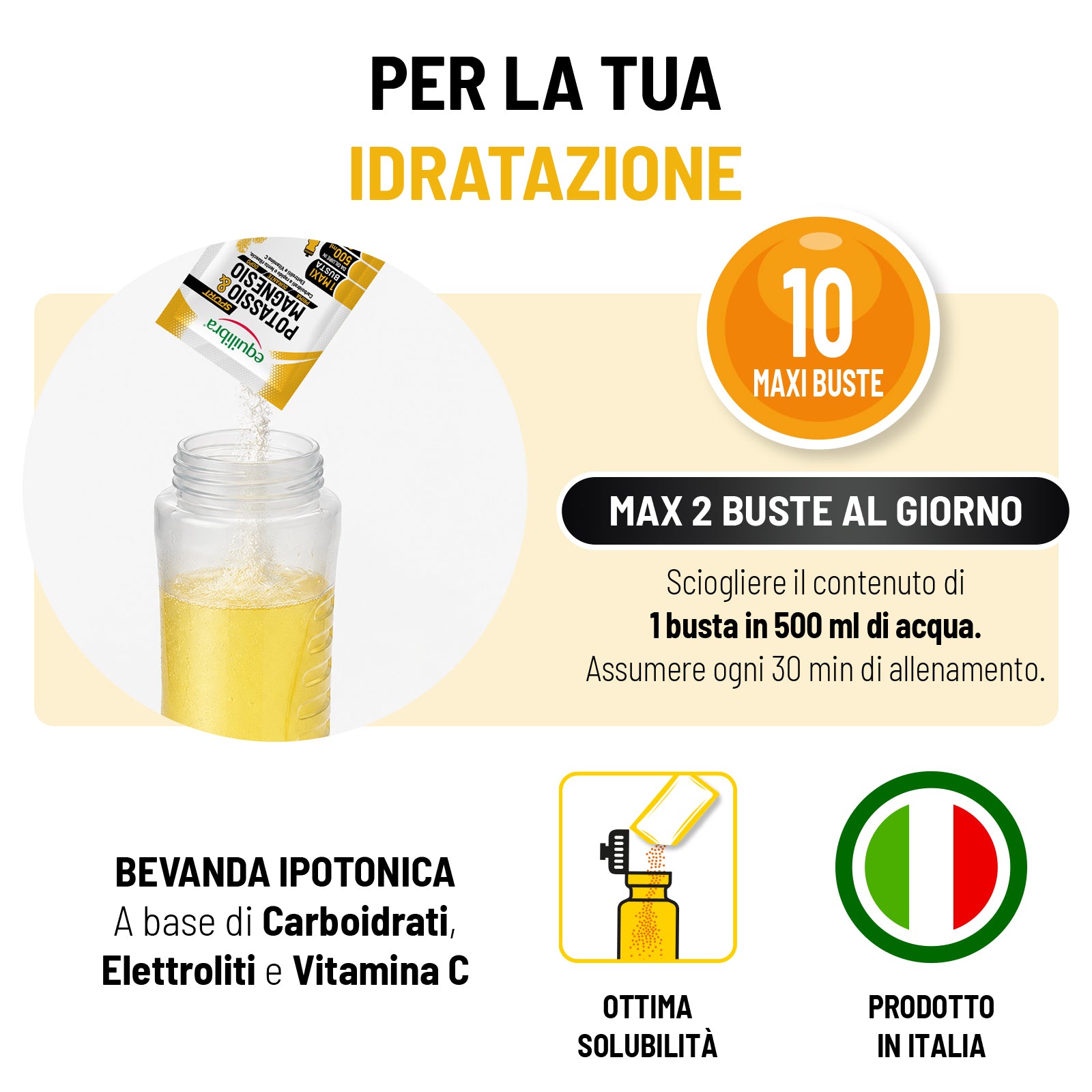Potassio e Magnesio Sport con Carboidrati a rapido rilascio e Elettroliti per attività sportiva
