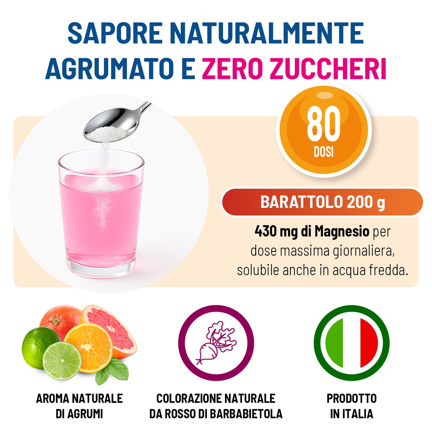 Magnesio in Barattolo Donna Zero Zuccheri a base di 3 Sali di Magnesio, Vitamine D3, B6 e B12 e Acido Folico