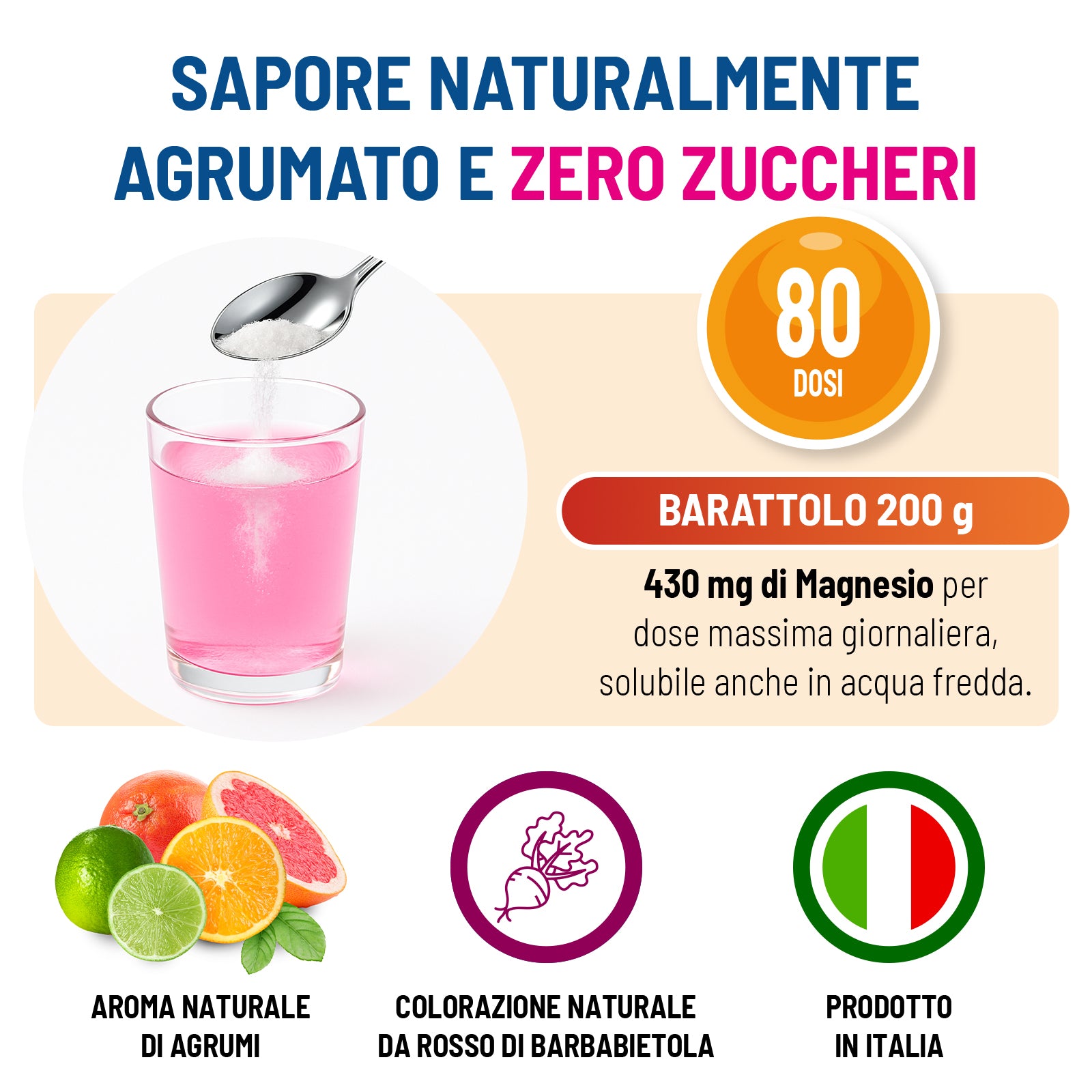 Magnesio in Barattolo Donna Zero Zuccheri a base di 3 Sali di Magnesio, Vitamine D3, B6 e B12 e Acido Folico