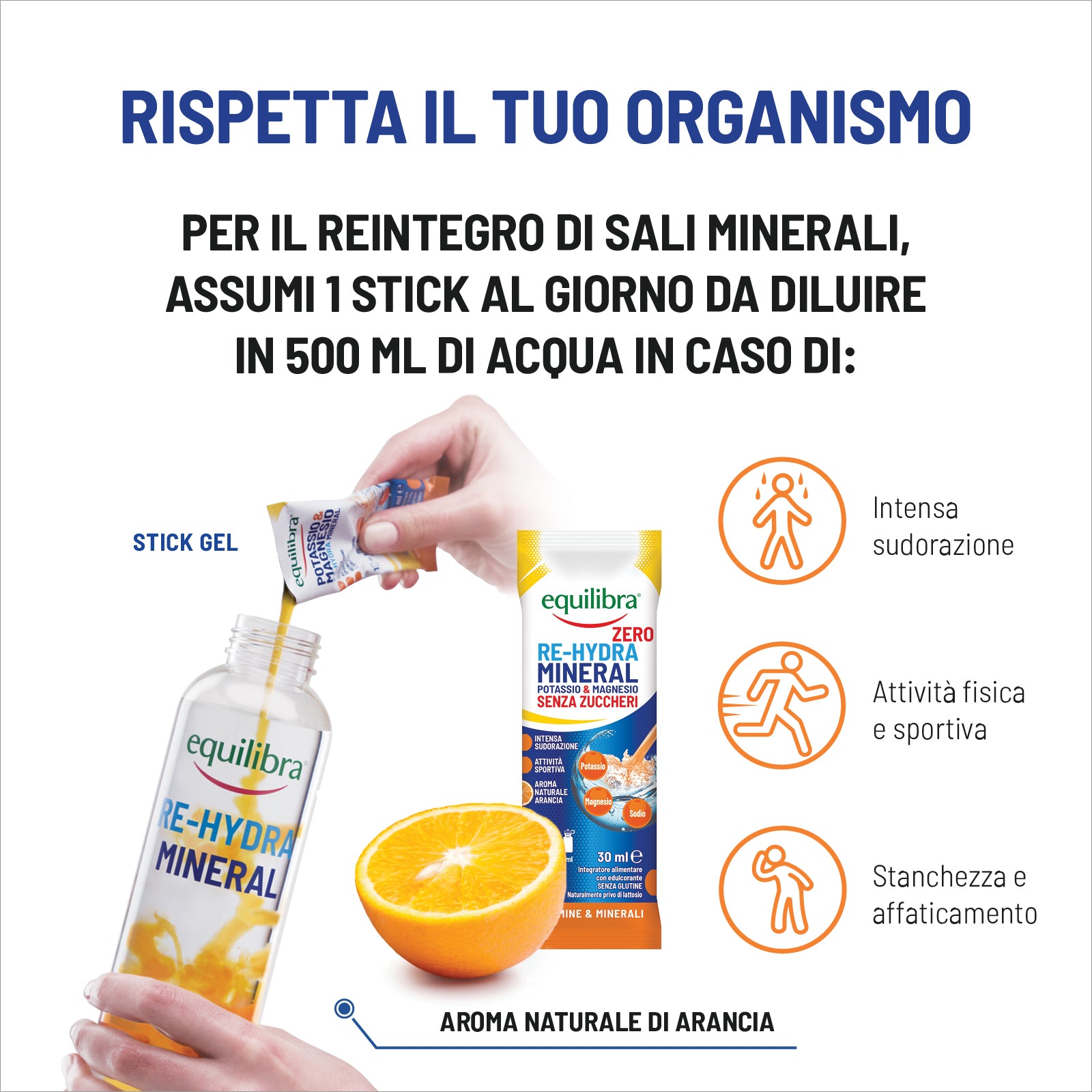 Bundle x3 Potassio e Magnesio Re-Hydra Mineral Zero in stick per il reintegro dei sali minerali