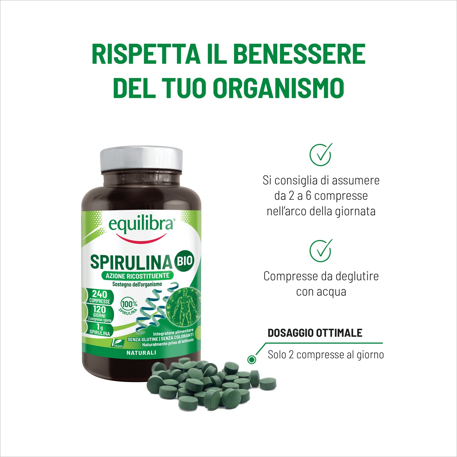 Integratore Spirulina Bio ad azione ricostituente e di sostegno