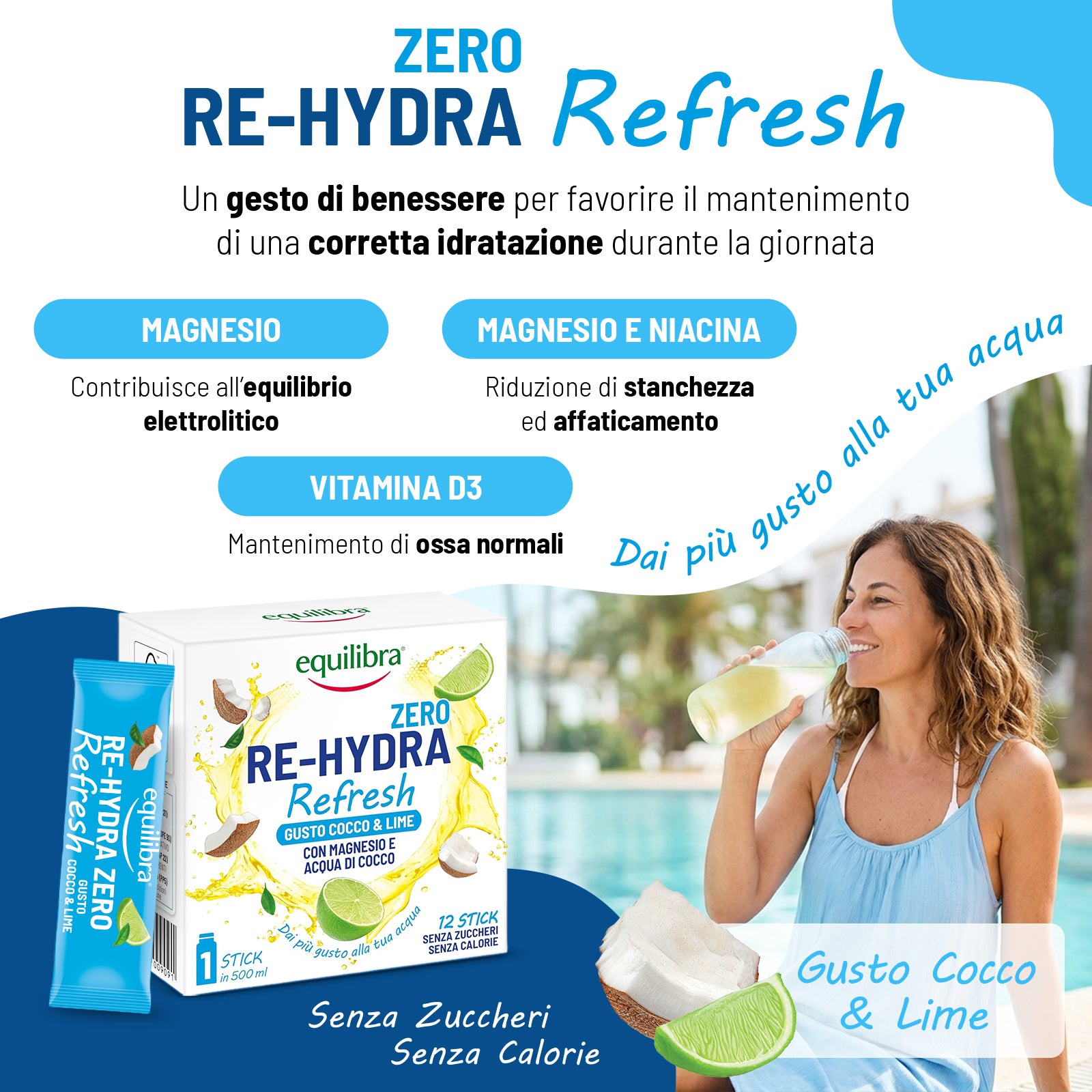 Bundle x3 Re-Hydra Refresh con Magnesio - Gusto Cocco & Lime