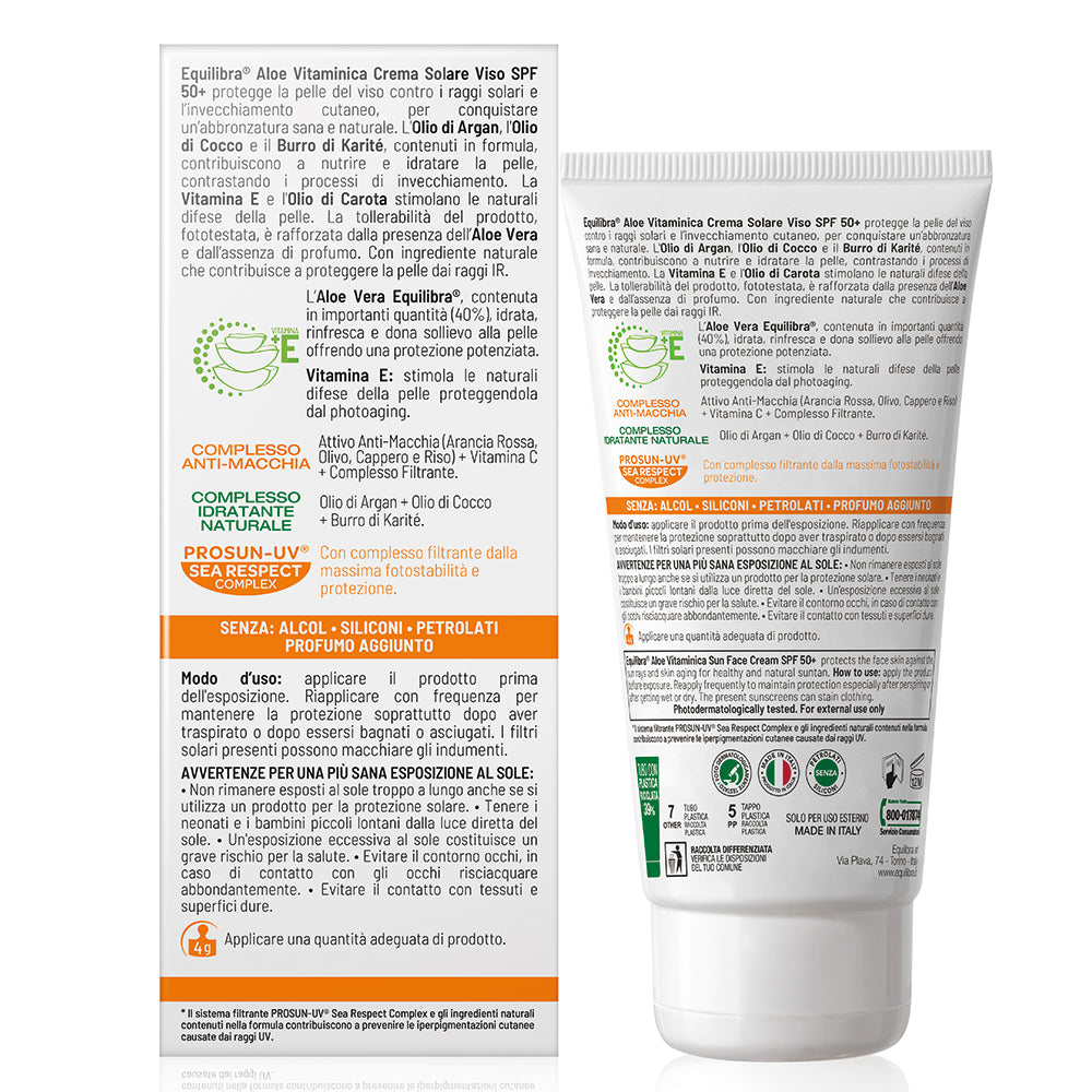 Crema Solare Viso SPF 50+ Aloe Vitaminica
