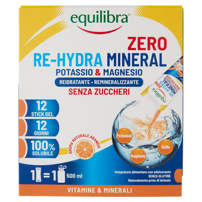 Potassio e Magnesio Re-Hydra Mineral Zero in stick per il reintegro dei sali minerali