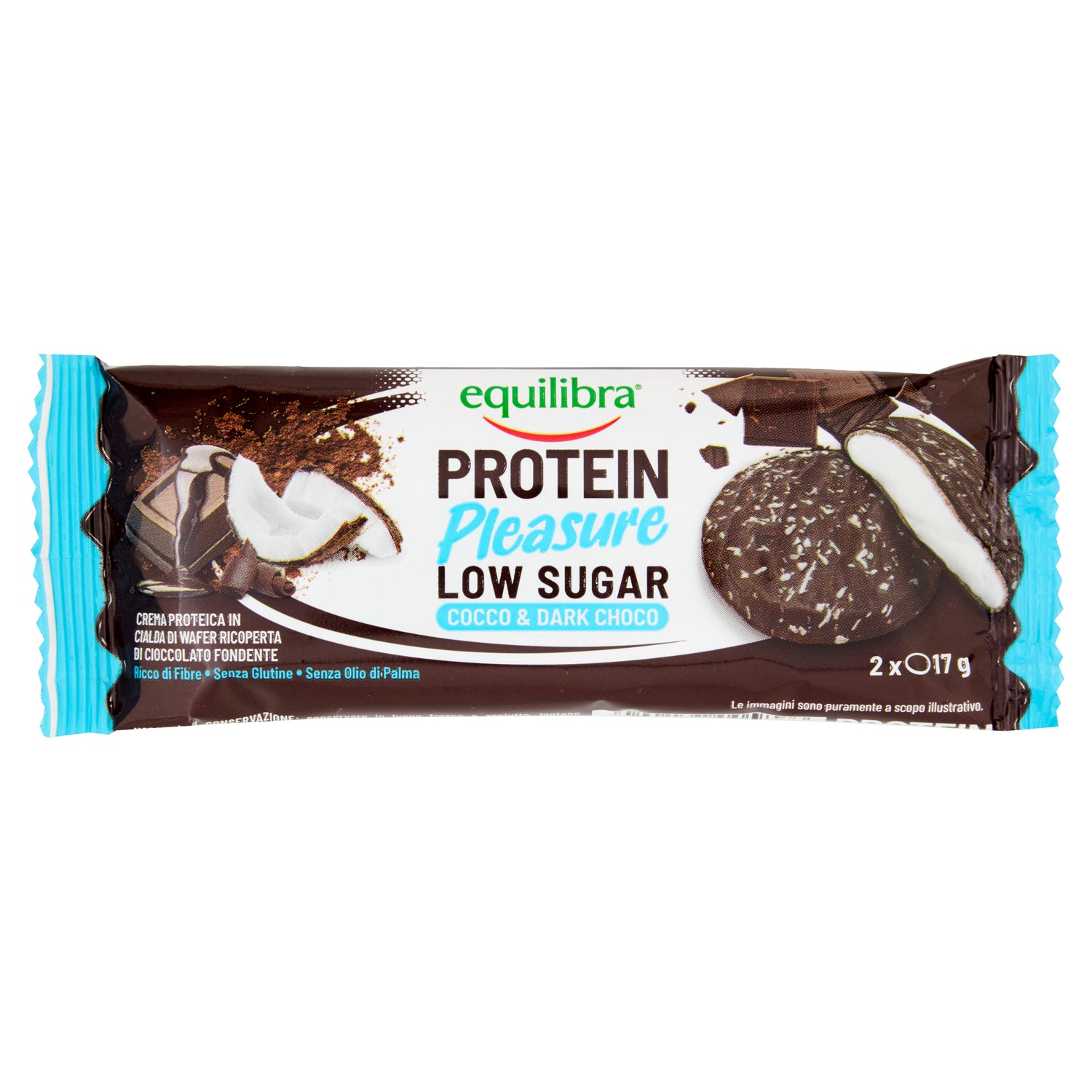 Dobloni Protein Pleasure al gusto Cocco e Cioccolato Fondente con crema proteica e a basso contenuto di zuccheri
