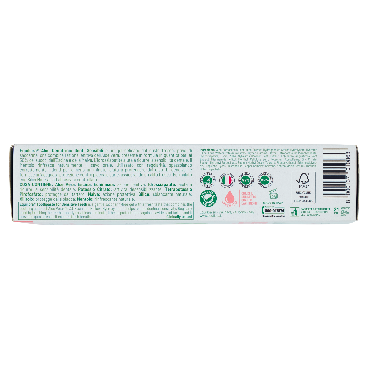 Dentifricio Denti Sensibili Aloe