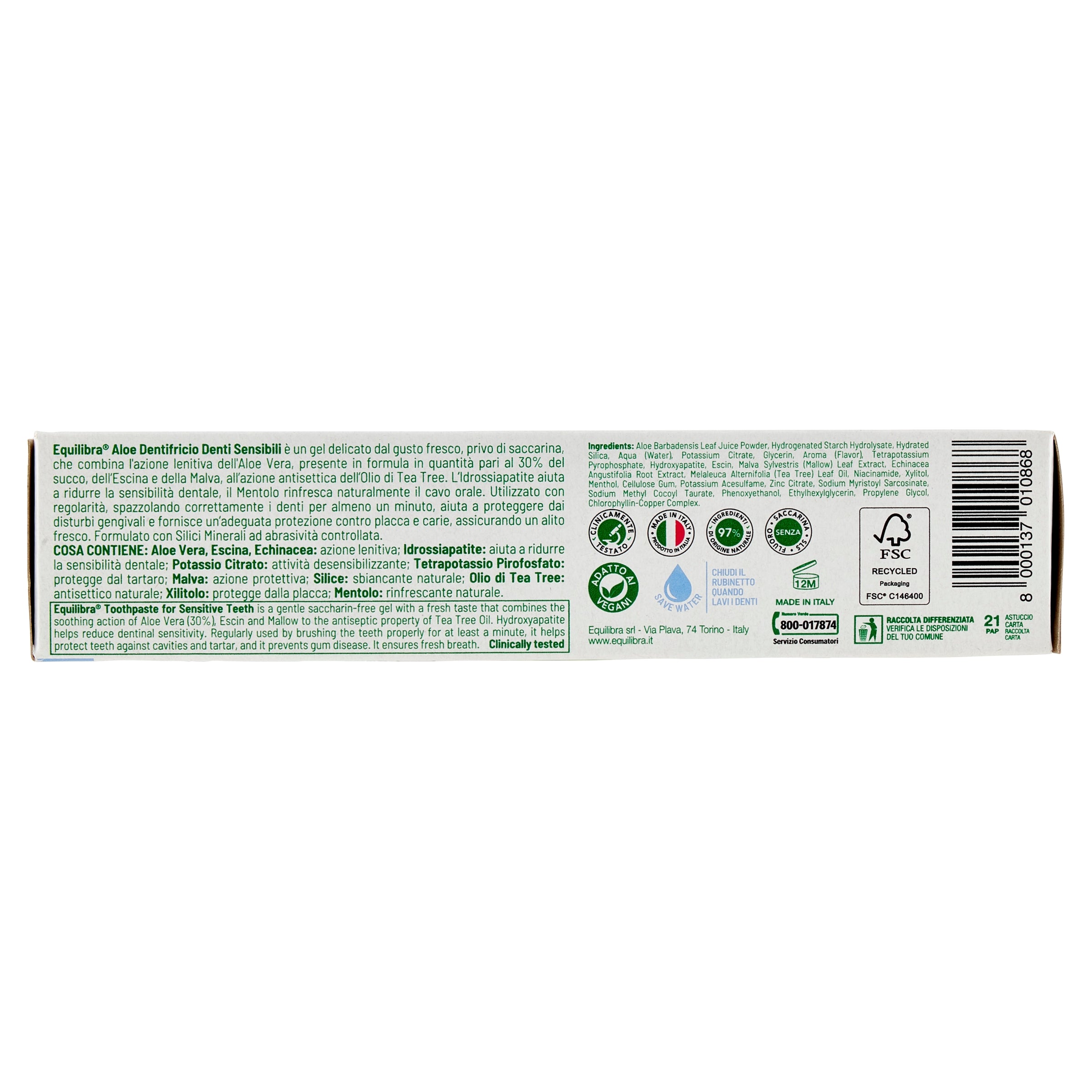 Dentifricio Denti Sensibili Aloe