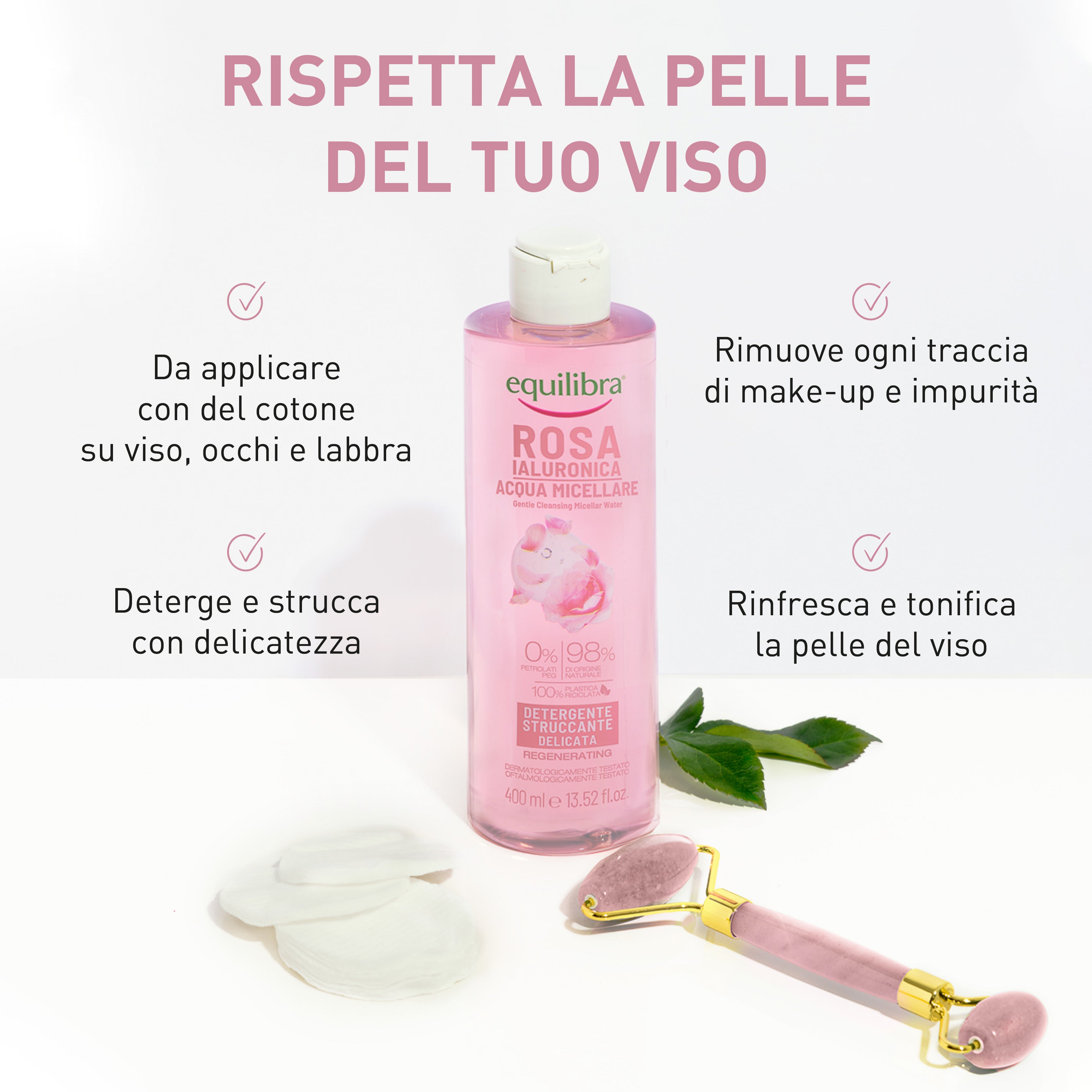 Equilibra Rosa Pures Wasser – Erfrischendes Gesichtstonikum 200 Ml Mit Rosenextrakt, Für PH-Balance