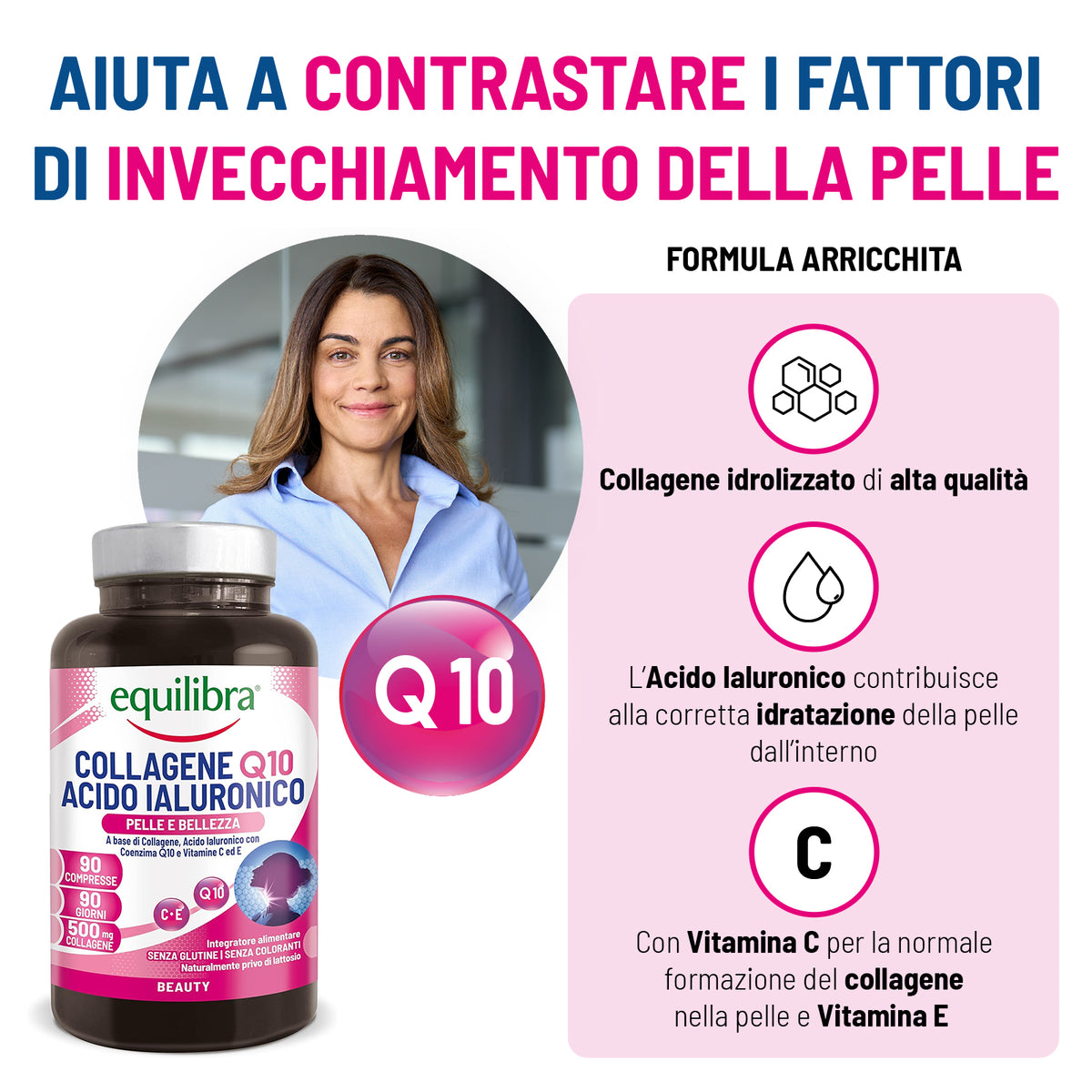 Collagene Q10 e Acido Ialuronico per la pelle e la bellezza