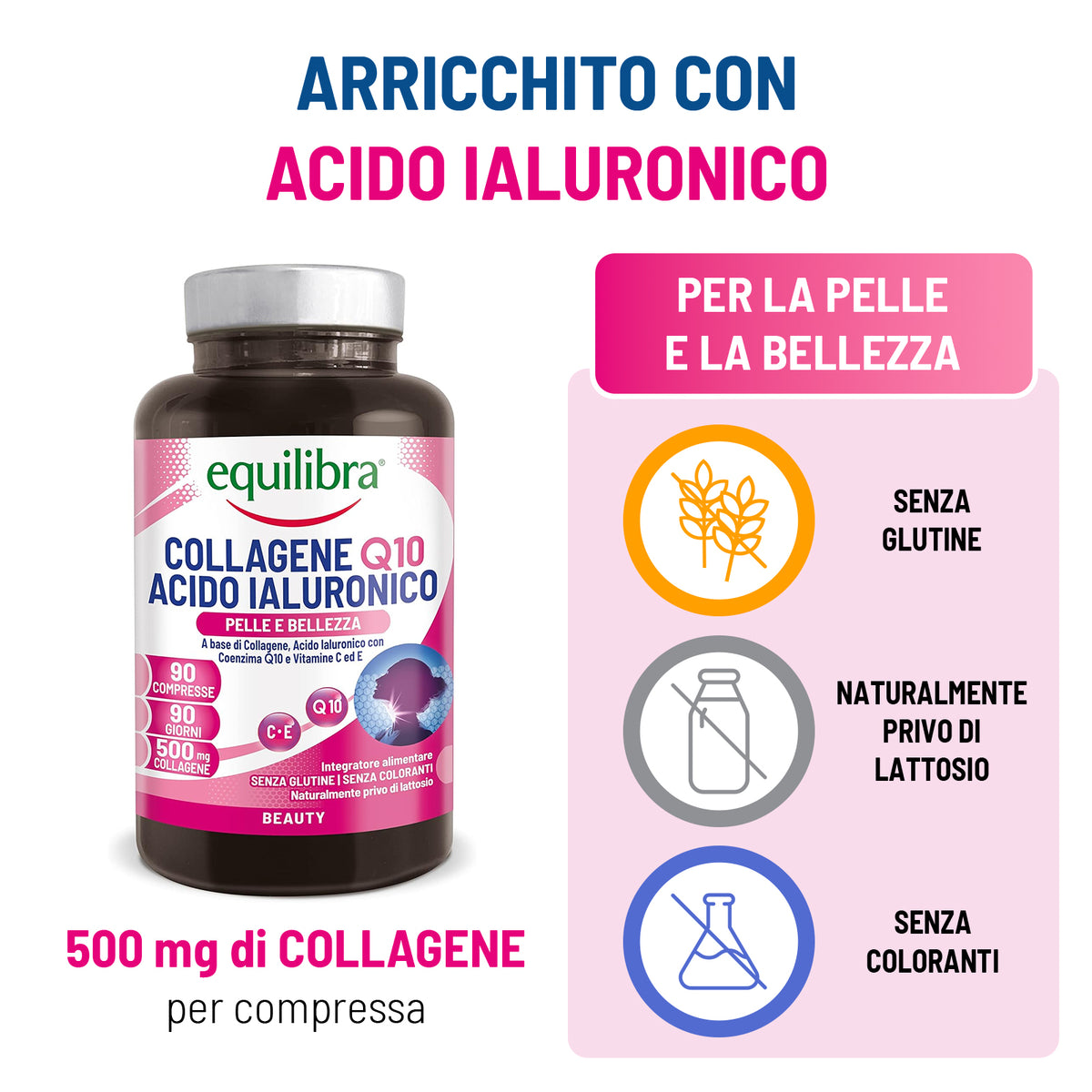Collagene Q10 e Acido Ialuronico per la pelle e la bellezza