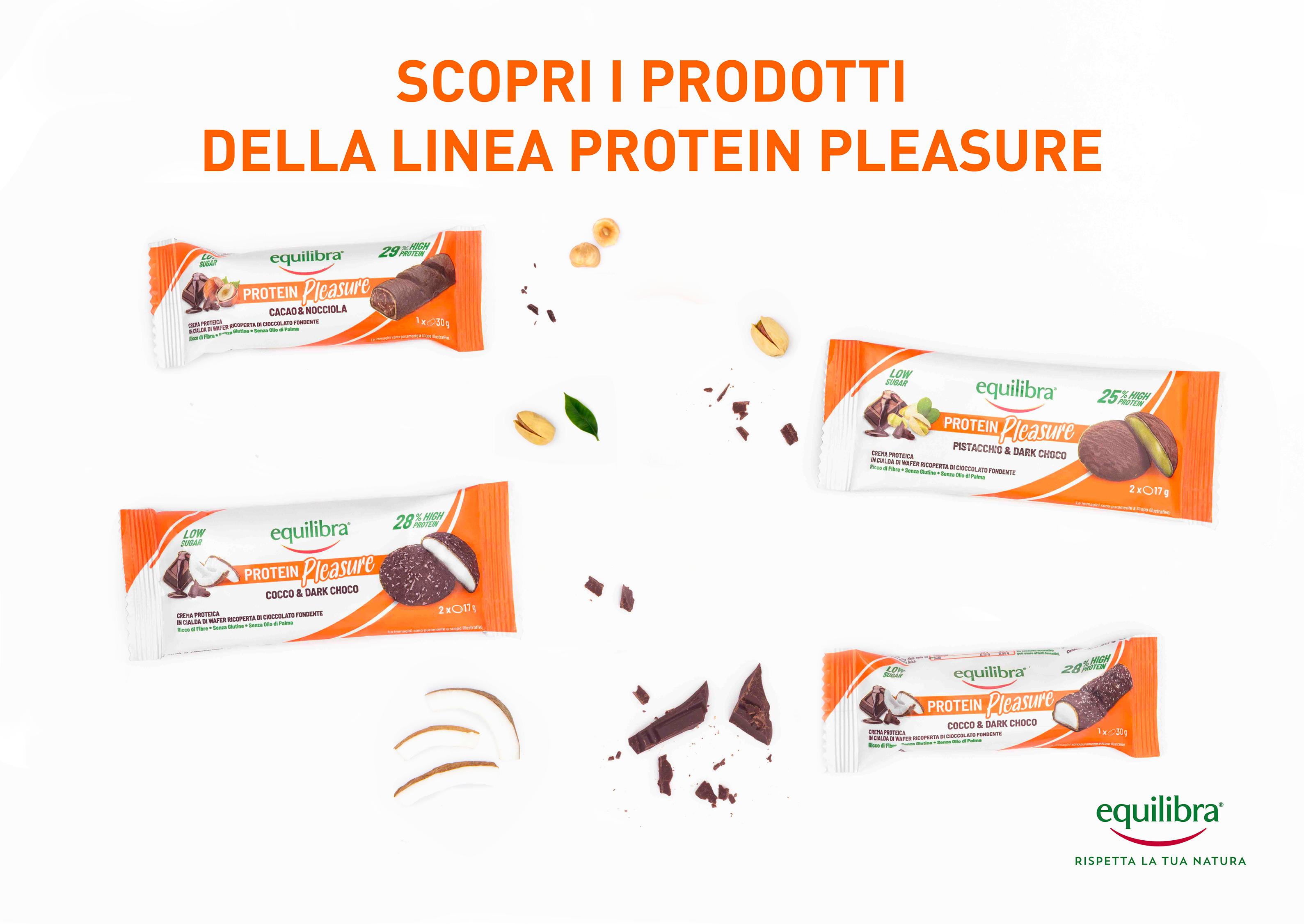 Dobloni Protein Pleasure al gusto Cocco e Cioccolato Fondente con crema proteica e a basso contenuto di zuccheri