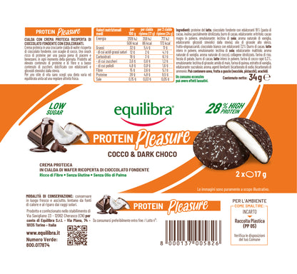 Dobloni Protein Pleasure al gusto Cocco e Cioccolato Fondente con crema proteica e a basso contenuto di zuccheri