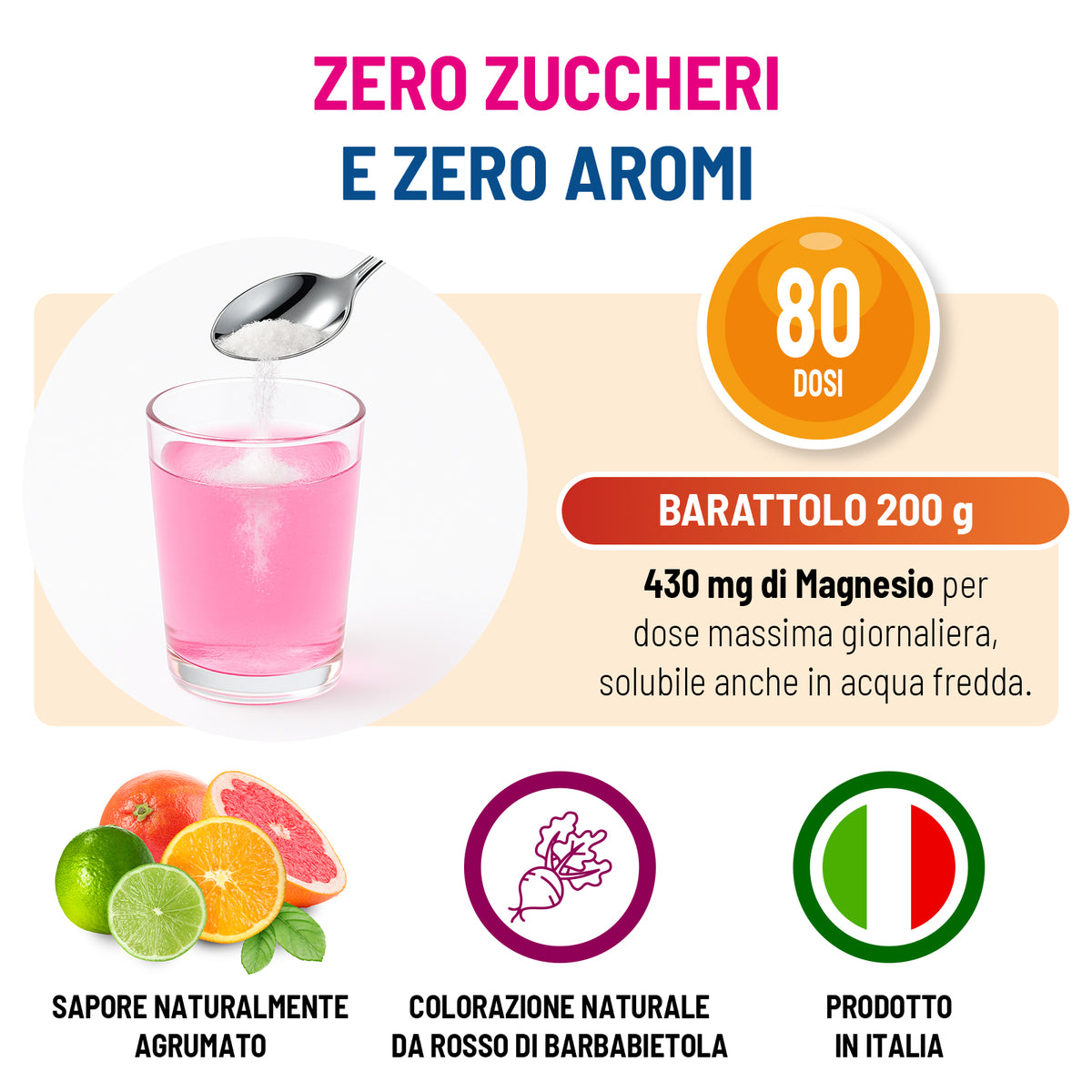 Magnesio in Barattolo Donna Zero Zuccheri a base di 3 Sali di Magnesio, Vitamine D3, B6 e B12 e Acido Folico