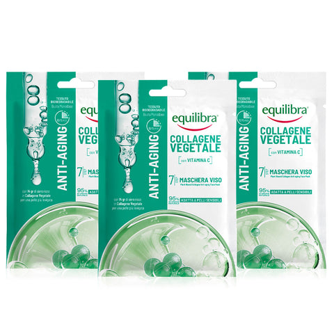 Maschera viso x 3 Anti-Aging Collagene Vegetale