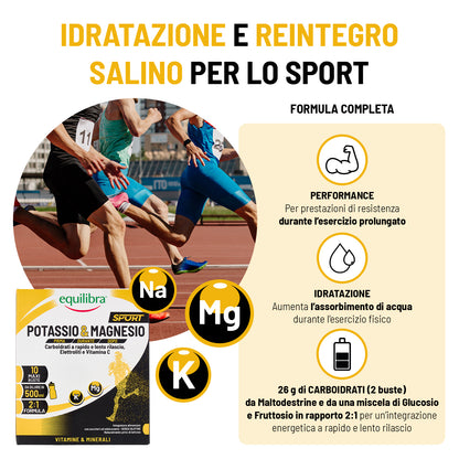 Potassio e Magnesio Sport con Carboidrati a rapido rilascio e Elettroliti per attività sportiva