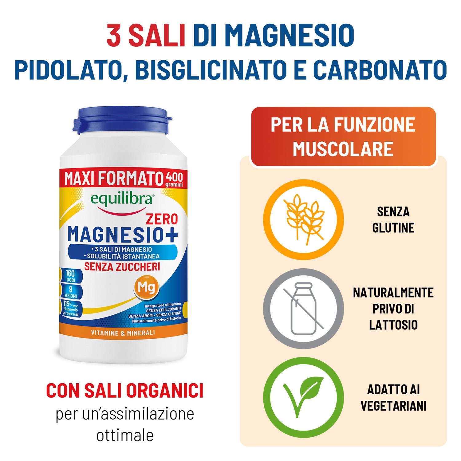 Magnesio in Barattolo Maxi Formato Senza Zuccheri