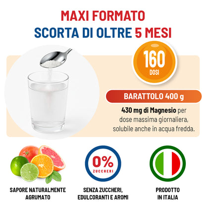 Magnesio in Barattolo Maxi Formato Senza Zuccheri