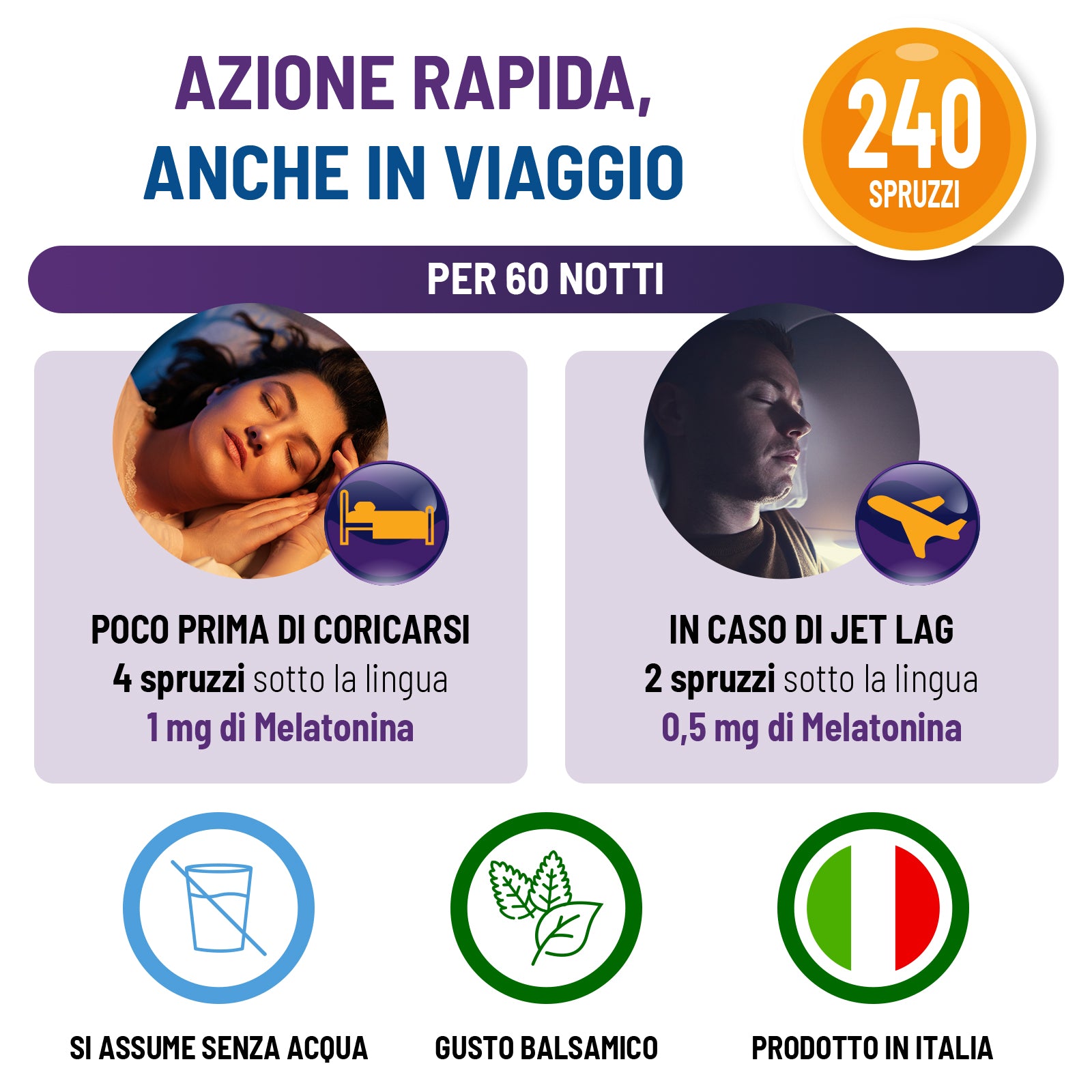 Melatonina spray per dormire con azione rapida