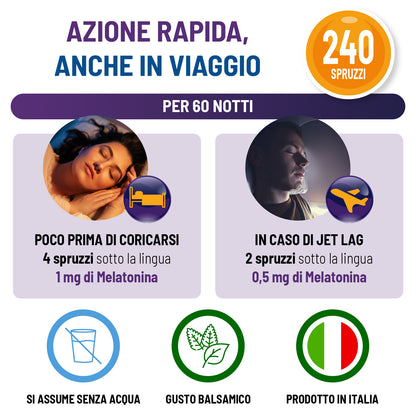 Melatonina spray per dormire con azione rapida