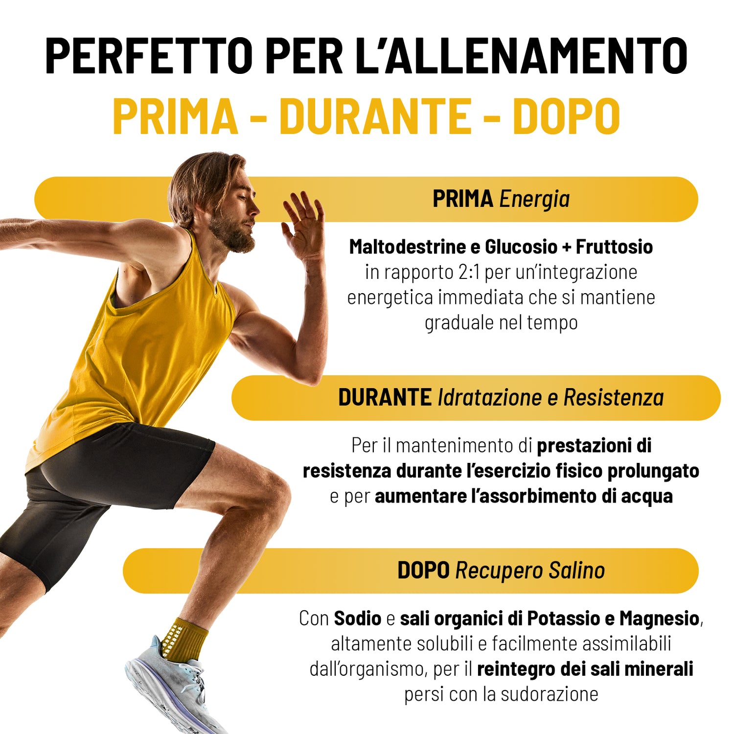 Potassio e Magnesio Sport con Carboidrati a rapido rilascio e Elettroliti per attività sportiva