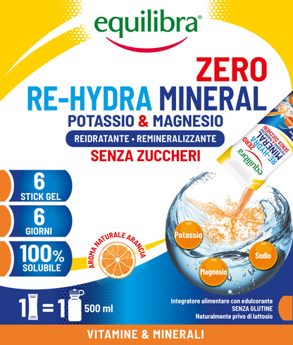 Potassio &amp; Magnesio Re-Hydra Mineral ZERO per il reintegro dei sali minerali