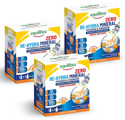 Bundle x3 Potassio e Magnesio Re-Hydra Mineral Zero in stick per il reintegro dei sali minerali