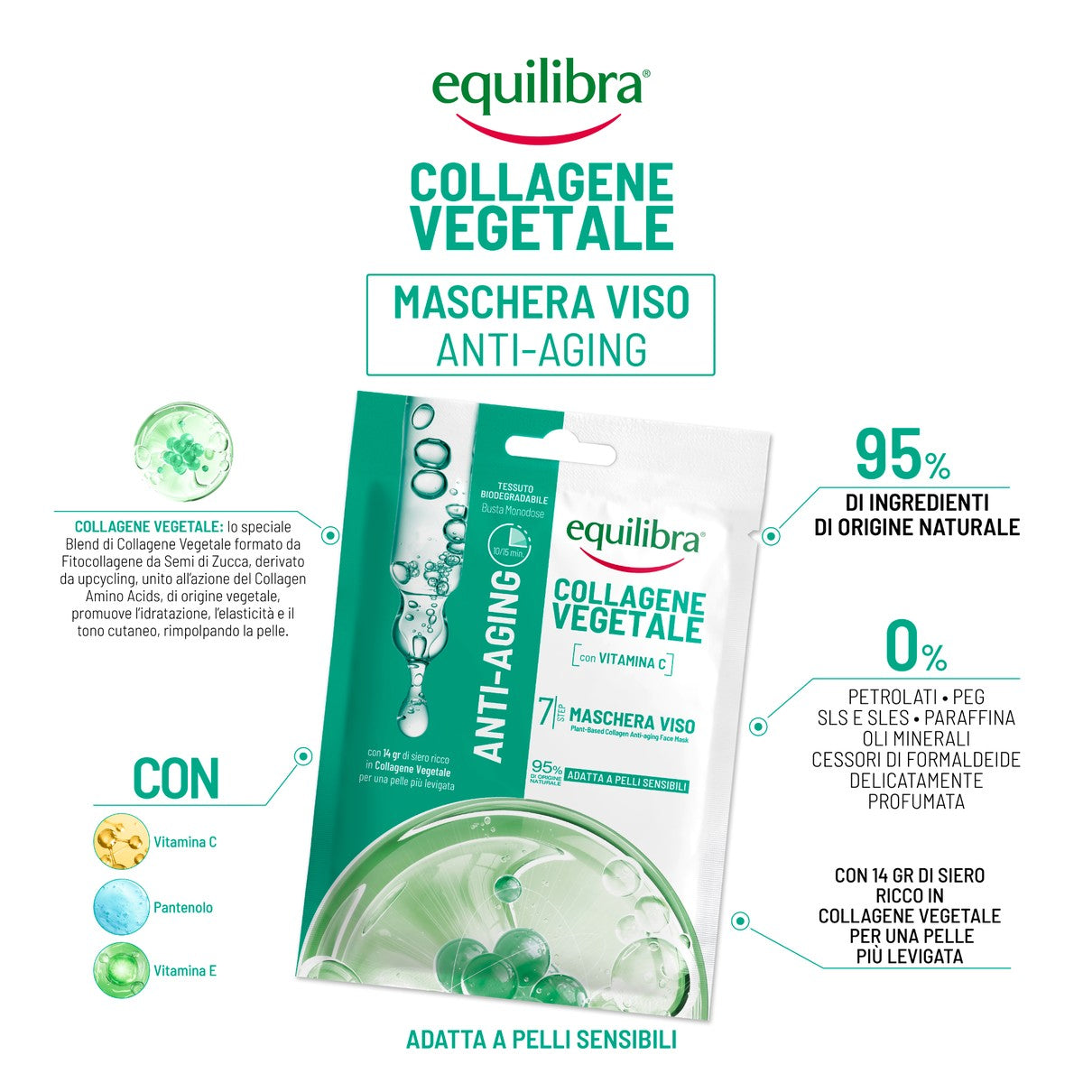 Maschera Viso Anti-aging Collagene Vegetale